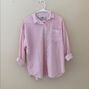 Pink and White Striped Button-Up